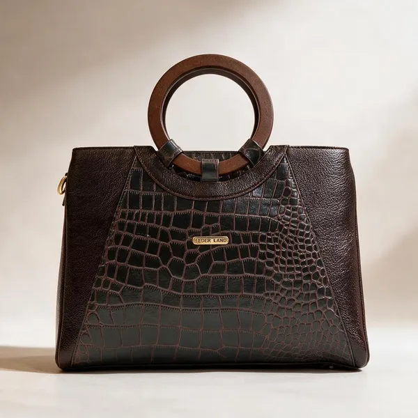 Brown_Genuine_Leather_Crocodile_Print_Handbag_For_Women