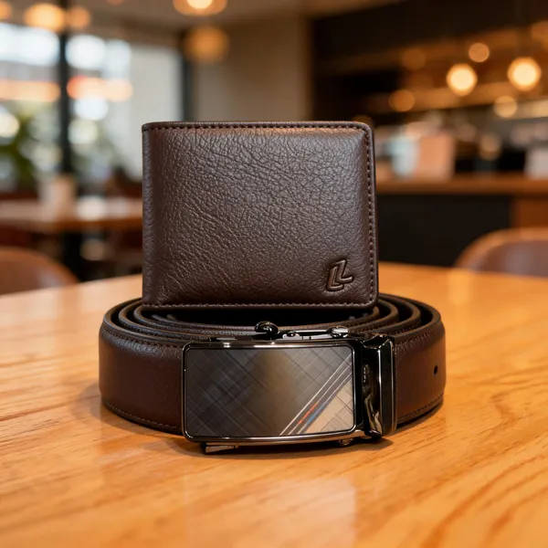 Brown_Leather_Textured_Wallet_&_Belt_Gift_Set_For_Men