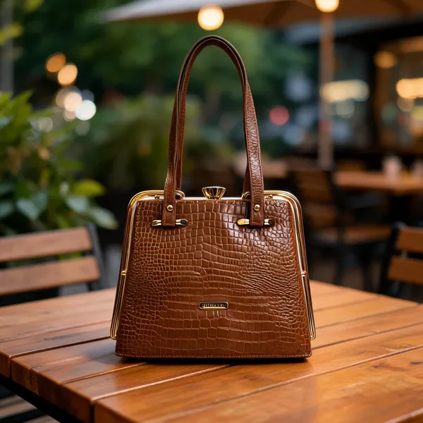 Brown_Leather_Textured_Structured_Handbag_For_Women
