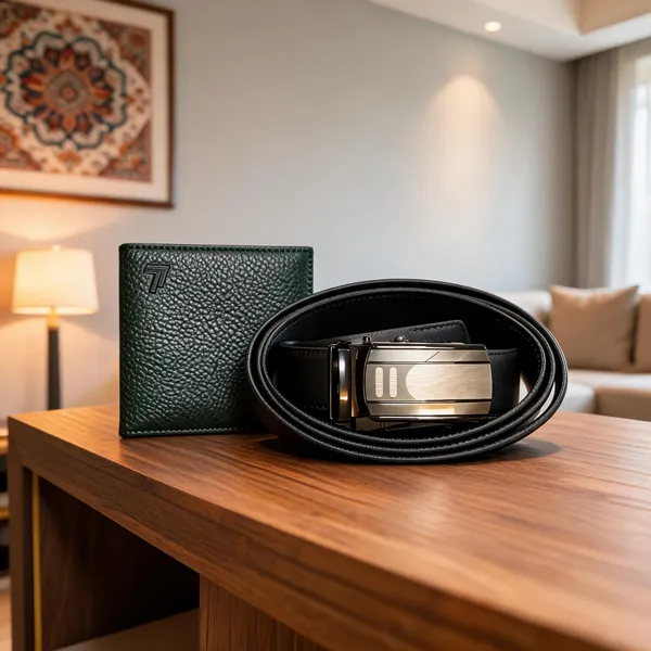 Black_Leather_Textured_Wallet_And_Belt_Set_For_Men