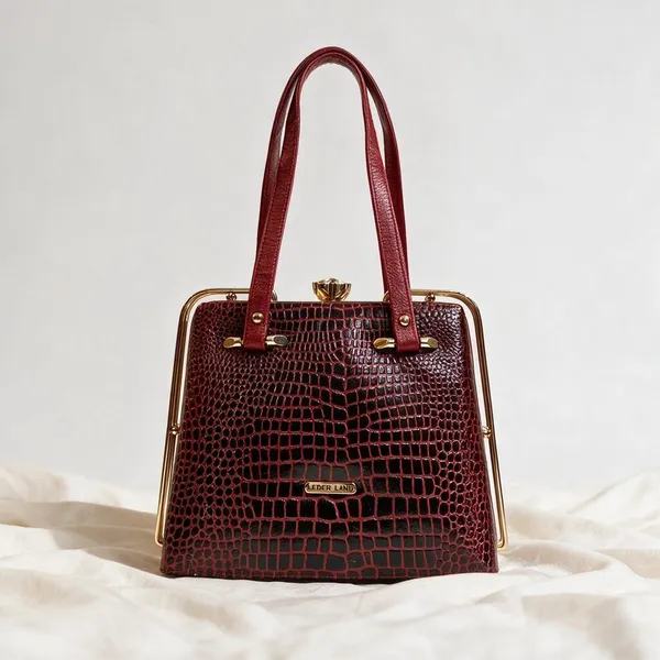 Maroon_Croc_Print_Structured_Handbag_for_Women