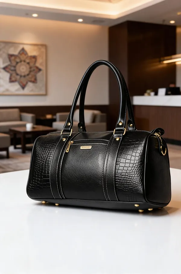 Black_Leather_Textured_Duffle_Bag_For_Men