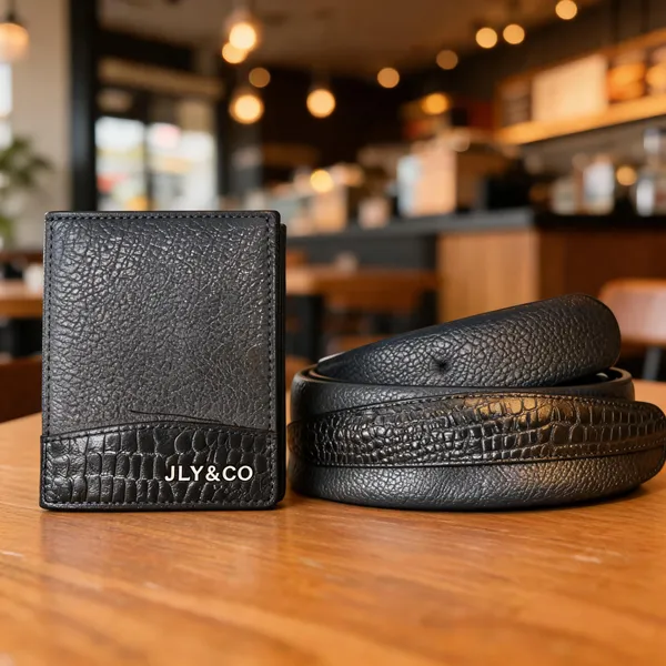 Black_Leather_Textured_Wallet_&_Belt_Set_For_Men