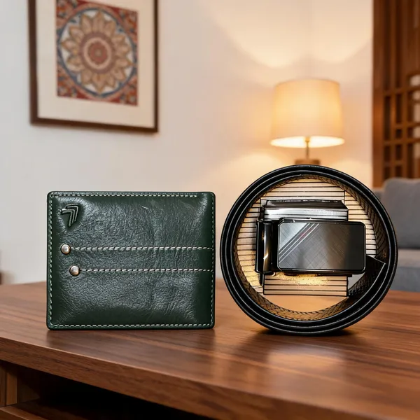 Green_Leather_Wallet_And_Black_Belt_Set_For_Men