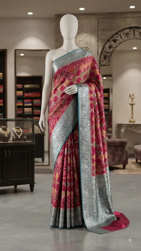 Pink_Dyeable_Satin_Traditional_Printed_Saree_For_Women