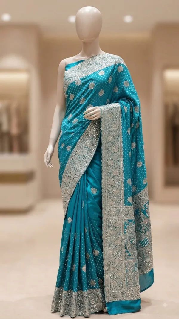 Teal_Dyeable_Satin_Embellished_Saree_For_Women