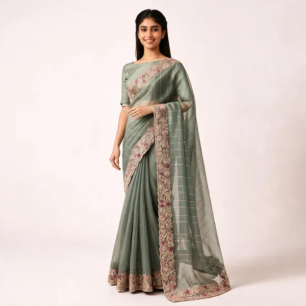 Sage_Green_Satin_Floral_Embroidered_Saree_For_Women
