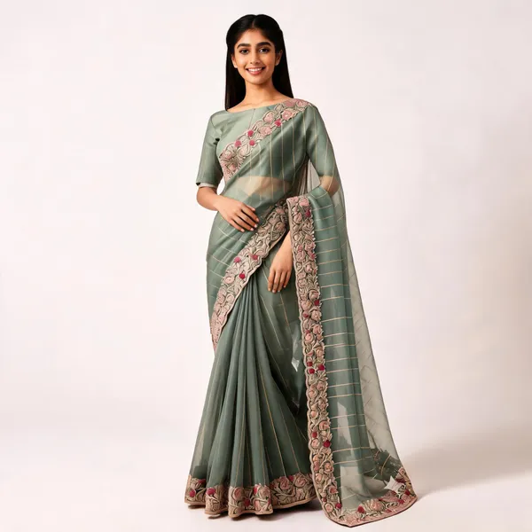 Sage_Green_Satin_Floral_Embroidered_Saree_For_Women