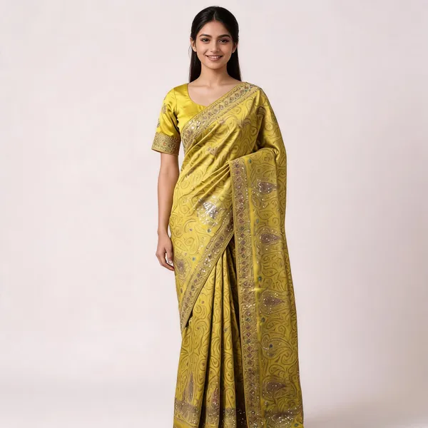 Yellow_Dyeable_Satin_Paisley_Woven_Saree_For_Women