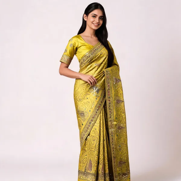 Yellow_Dyeable_Satin_Paisley_Woven_Saree_For_Women