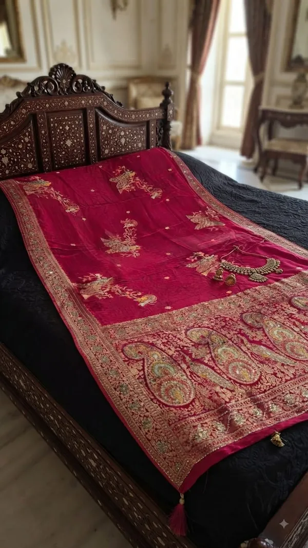 Red_Viscose_Floral_Embroidered_Saree_For_Women