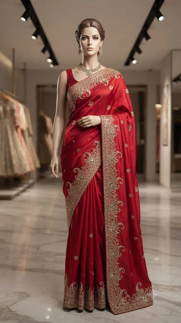 Red_Fendi_Satin_Embroidered_Saree_For_Women
