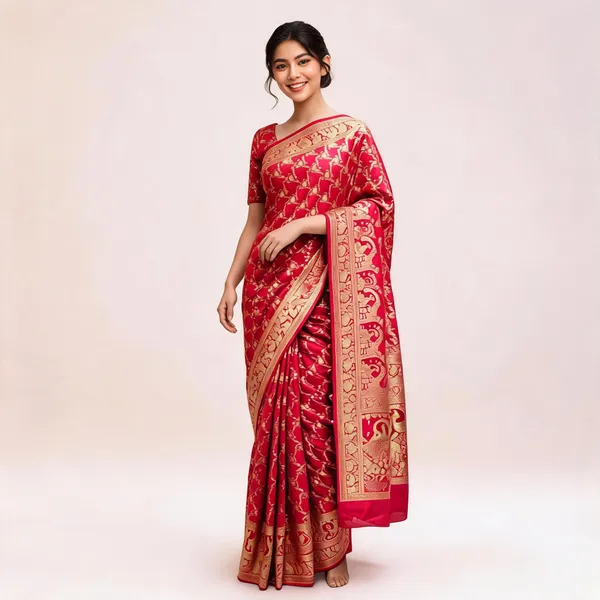Pink_Dyeable_Satin_Traditional_Saree_For_Women