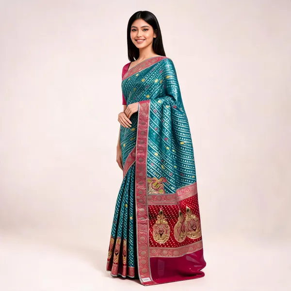 Teal_Dyeable_Satin_Diagonal_Printed_Saree_For_Women