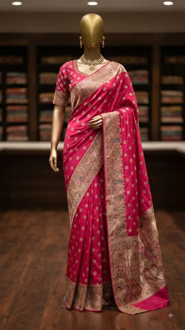 Pink_Dyeable_Satin_Floral_Motif_Saree_For_Women