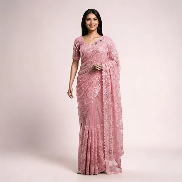Pink_Net_Circular_Embroidered_Saree_For_Women