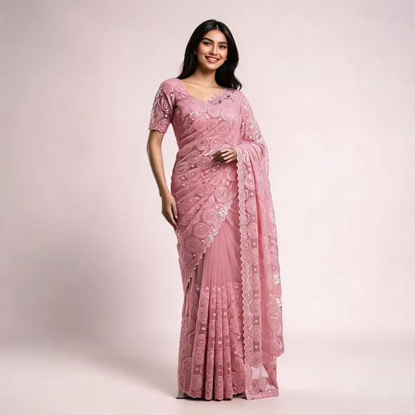 Pink_Net_Circular_Embroidered_Saree_For_Women