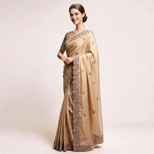Beige_Satin_Floral_Embroidered_Saree_For_Women