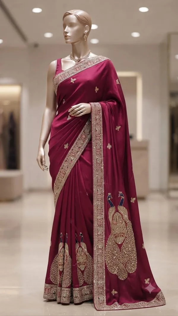 Maroon_Bsy_Satin_Embroidered_Saree_For_Women