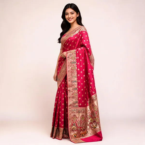 Pink_Dyeable_Satin_Floral_Motif_Saree_For_Women