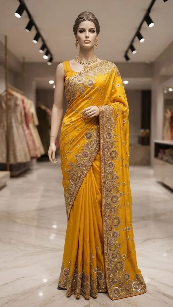 Yellow_Fendi_Satin_Floral_Embroidered_Saree_For_Women