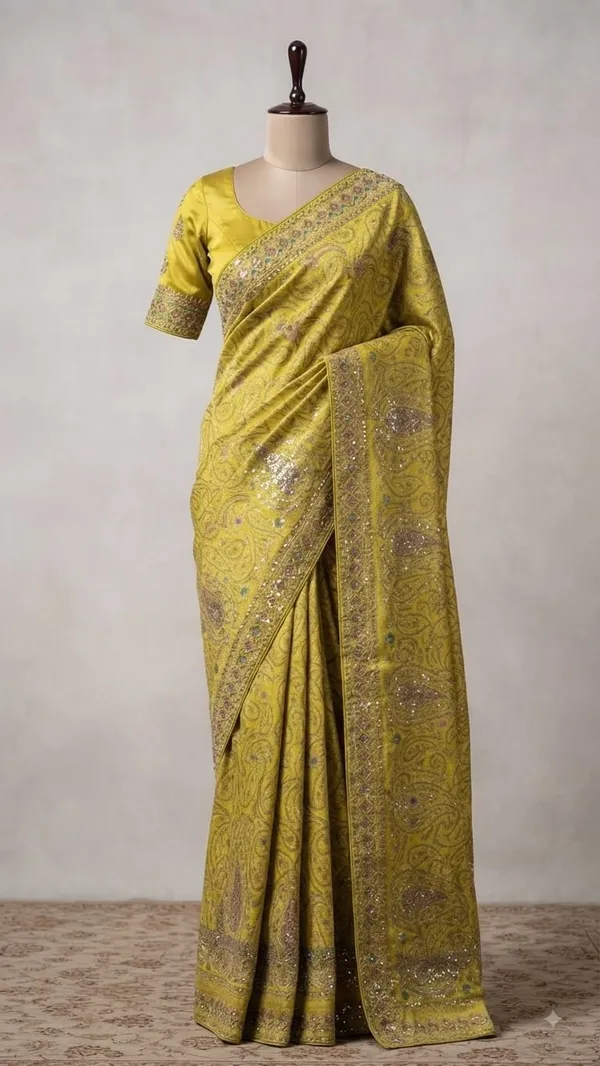 Yellow_Dyeable_Satin_Paisley_Woven_Saree_For_Women