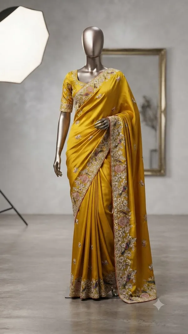 Mustard_Bsy_Satin_Floral_Embroidered_Saree_For_Women