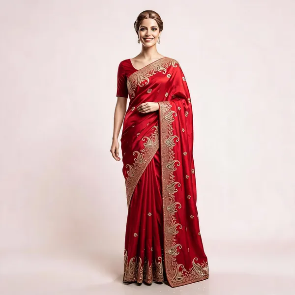 Red_Fendi_Satin_Embroidered_Saree_For_Women