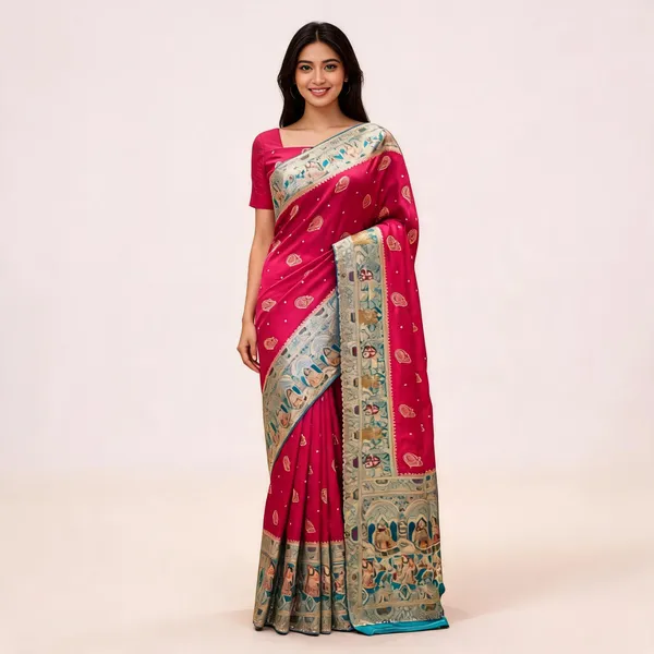 Pink_Dyeable_Satin_Paisley_Woven_Saree_For_Women