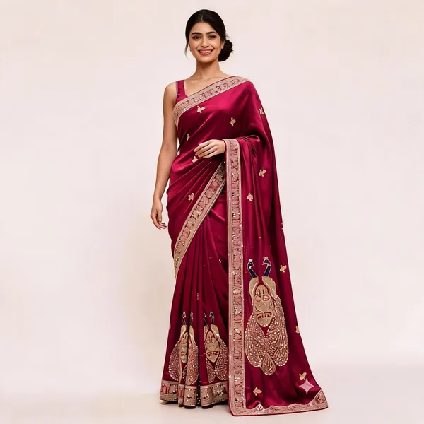 Maroon_Bsy_Satin_Embroidered_Saree_For_Women