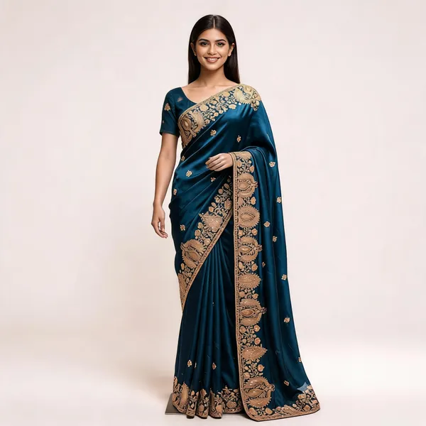 Blue_Bsy_Satin_Floral_Embroidered_Saree_For_Women
