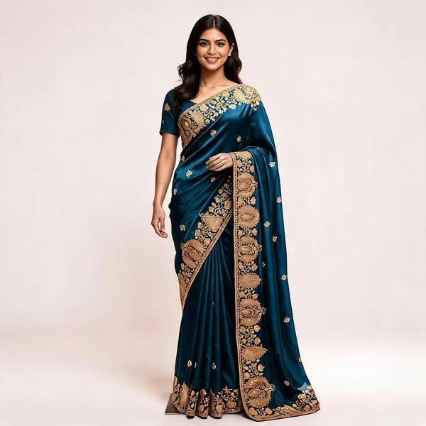 Blue_Bsy_Satin_Floral_Embroidered_Saree_For_Women