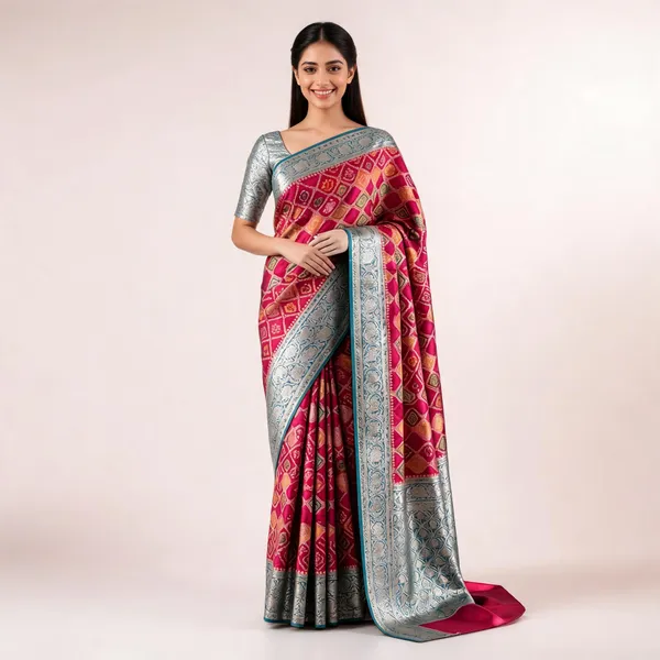 Pink_Dyeable_Satin_Traditional_Printed_Saree_For_Women