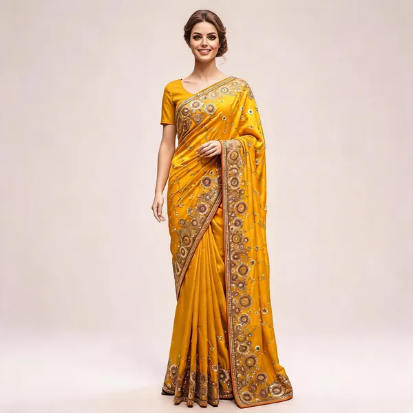 Yellow_Fendi_Satin_Floral_Embroidered_Saree_For_Women