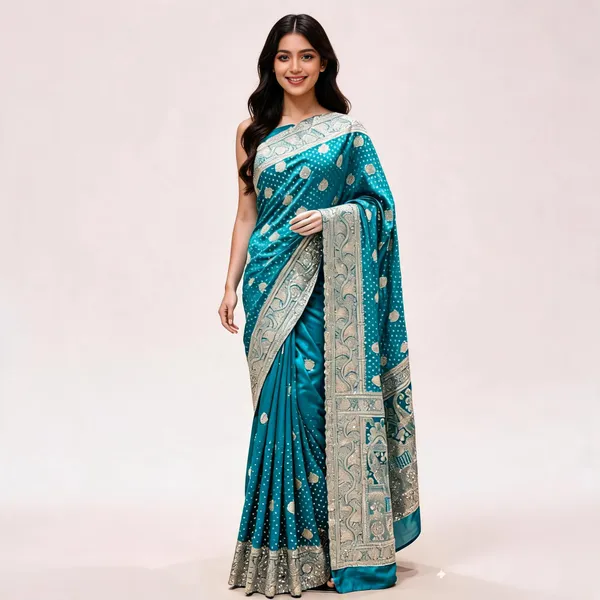 Teal_Dyeable_Satin_Embellished_Saree_For_Women