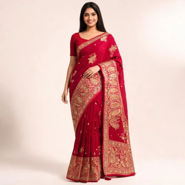 Red_Viscose_Floral_Embroidered_Saree_For_Women