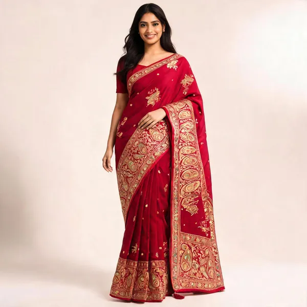 Red_Viscose_Floral_Embroidered_Saree_For_Women