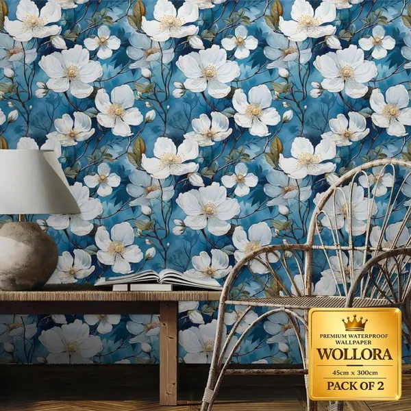 Waterproof_Blue_Floral_Print_Wallpaper_Roll