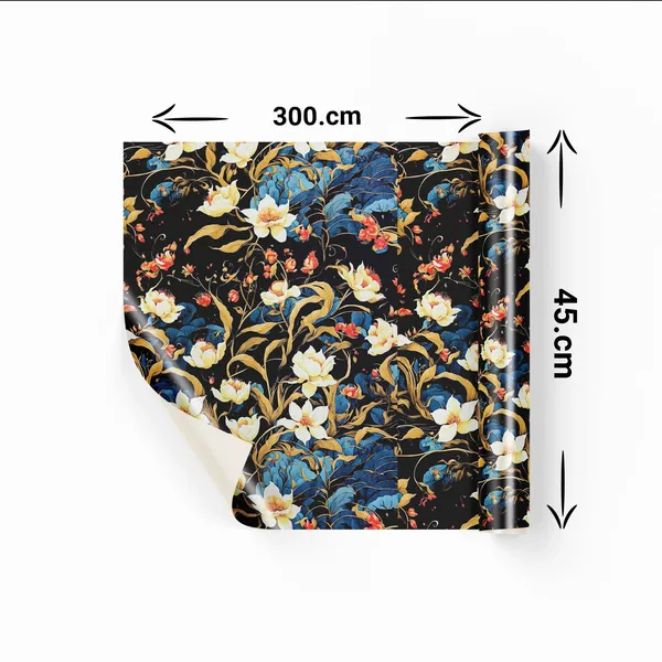 Black_Floral_Print_Wall_Wallpaper_Roll