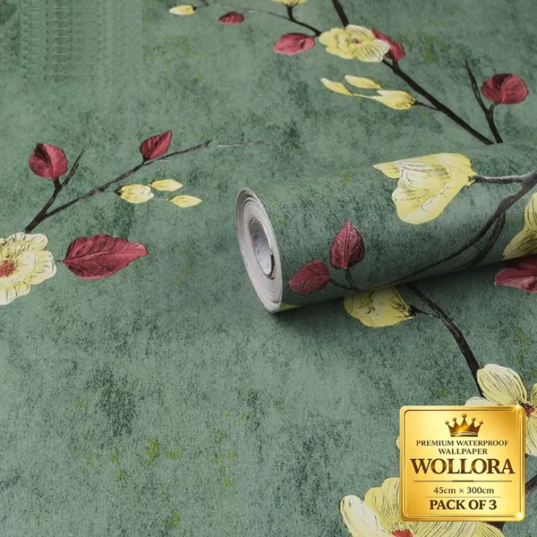 Waterproof_Green_Floral_Print_Wallpaper