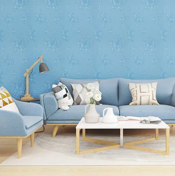 Blue_Embossed_Floral_Pattern_Wallpaper_Roll