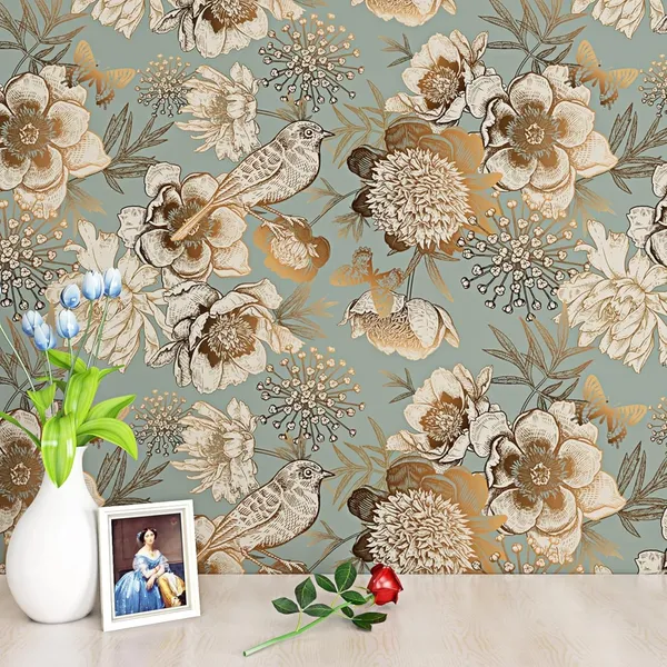 Floral_Bird_Print_Decorative_Furniture_Covering_Wallpaper