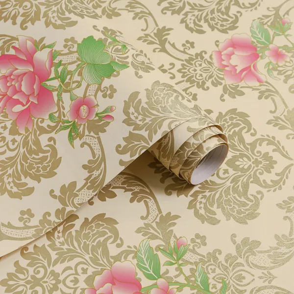 Floral_Damask_Pattern_Decorative_Wallpaper_Roll