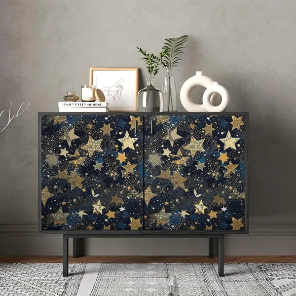 Removable_Gold_Star_Pattern_Decorative_Wallpaper