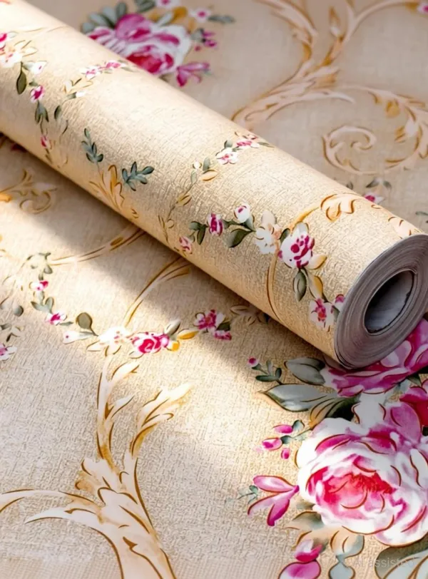 Beige_Floral_Waterproof_Wallpaper_Roll