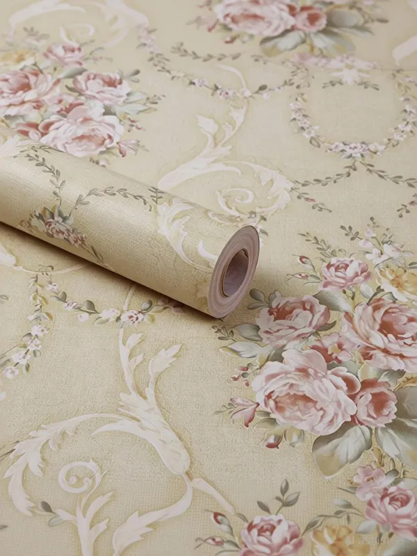 Beige_Floral_Waterproof_Wallpaper_Roll