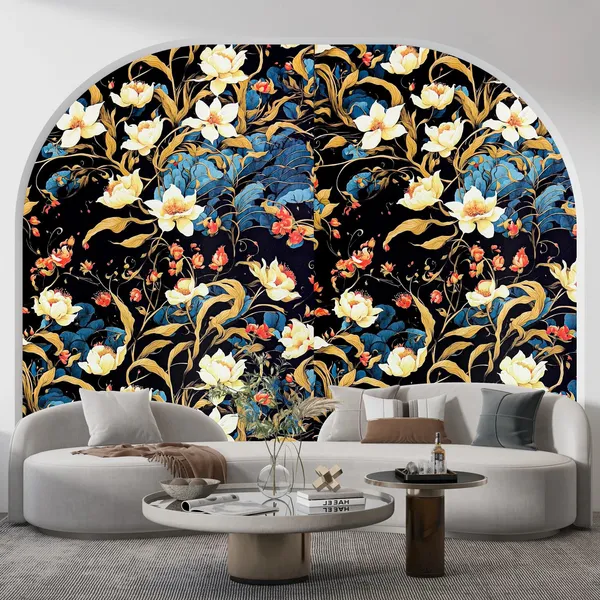 Black_Floral_Print_Wall_Wallpaper_Roll