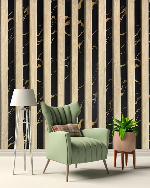 Black_Marble_Look_Wood_Stripe_Wallpaper