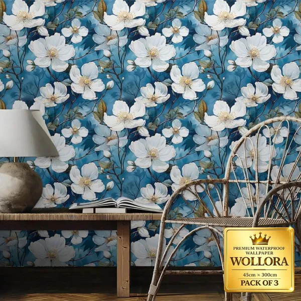 Waterproof_Blue_Floral_Print_Wallpaper_Roll