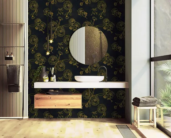 Decorative_Black_Gold_Floral_Pattern_Wallpaper